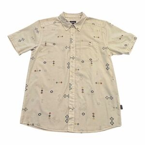 Patagonia Men's Cream Patterned Button Down Shirt 100% Organic Cotton